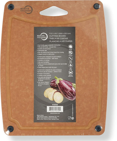 Mercer Culinary Composite Cutting Board, 11 3/4" x 9 1/4", Small with Silicone Feet and Integrated Channel
