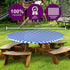Sorfey Round Tablecloth, Fitted with Elastic, Vinyl with Flannel Back, Fits 60 Inches Round Table, Checked Blue Design