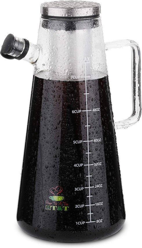 BTaT Cold Brew Coffee Maker, Iced Coffee Maker, 2 Liter, 64 oz, Cold Brew System, Tea Pitcher, Coffee Accessories