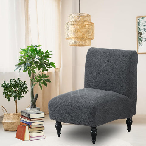 Armless Armless Grey,2PC) Accent Chair Cover Stretch Jacquard Accent Chair Covers Without Arms Washable Slipper Chair