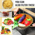 Norme 5 Quart Stainless Steel Gold Colander and 3 Pcs Gold Fine Mesh Strainer, Easy Clean and Dishwasher Safe