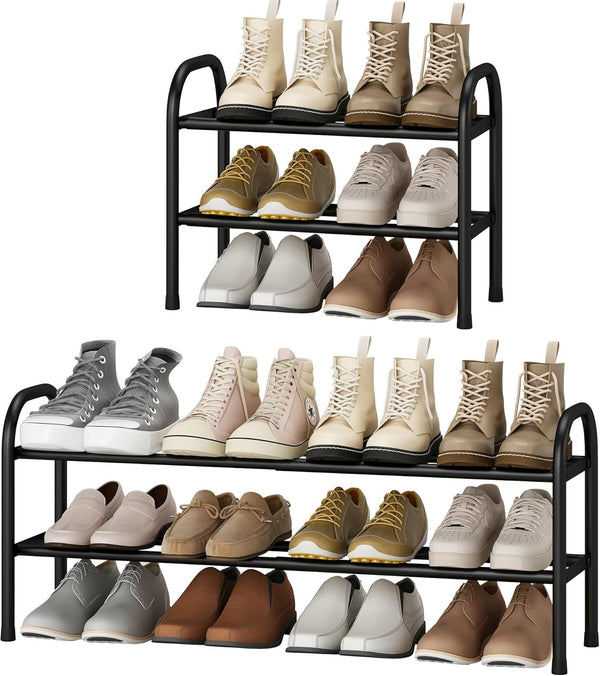STO STO Expandable Shoe Rack, 2-Tier Metal Small Shoe Rack for Closet,
