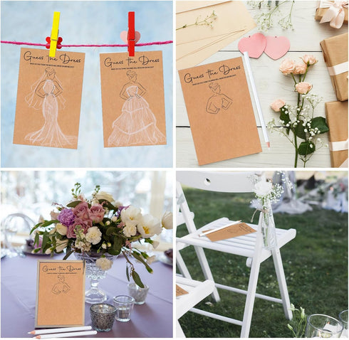 Sinload 60 Sets 60 60 Guess the Dress Bridal Shower Games for Guests Include Pcs Wedding Shower Games Cards and Pcs
