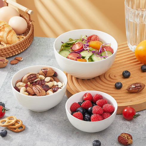 6 26Oz set 6, AntoKueh White Ceramic Bowls in, round Large Cereal Bowl of Deep Porcelain Bowls for Cereal, Salad