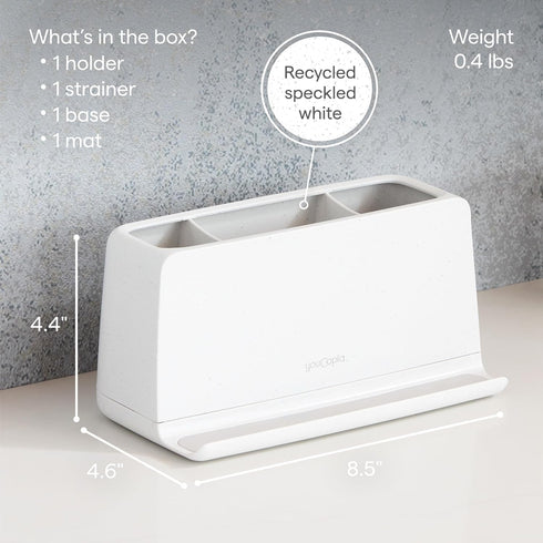 3-Slot, Counter YouCopia The Ledge Toothbrush Holder, Bathroom Vanity Organizer with Cord Slots, Removable Base