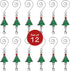 Ornament Hooks Set of 12 - Christmas Tree Shaped S-Hook & Lobster Claw, Enameled Trees with Red & Green Ornaments, 3.5"