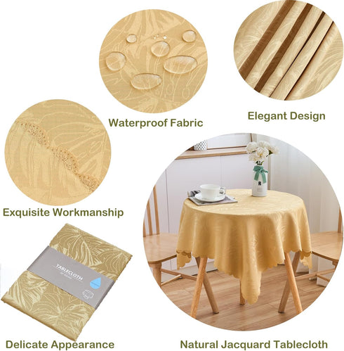 36x36 Inch 22" Square Tablecloth Small Table Cloths Up to Tables Leaves Pattern Scalloped Edge Waterproof Jacquard