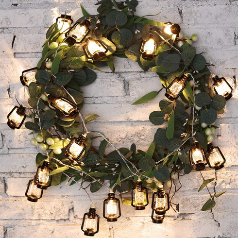 2 Set 9.8ft 40 Lantern String Lights of LED Lights Halloween Mini Lantern String Light Western Kerosene Light Rustic