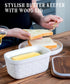 Countertop, Nucookery Ceramic Butter Dish, Embossed Butter Keeper with Wood Lid for Butter Holder and Container