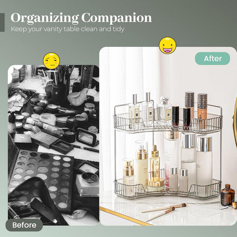 Counter Countertop (2 Aveniee Corner Bathroom Organizer, Bathroom Shelf Makeup Organizer for Vanity Perfume Tray
