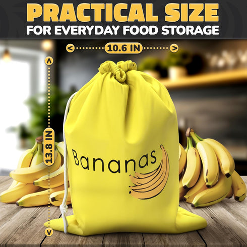 13.8x10.6" Banana Storage Bag with Aluminum Lining - Banana Bags to Keep Bananas Fresh Longer, Nylon Banana Keeper
