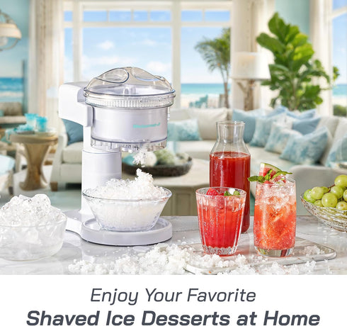 Elite Gourmet ESI1021 Snow Cone & Shaved Ice Maker, Refreshing Slushies, Margaritas, and Boba Drinks, White