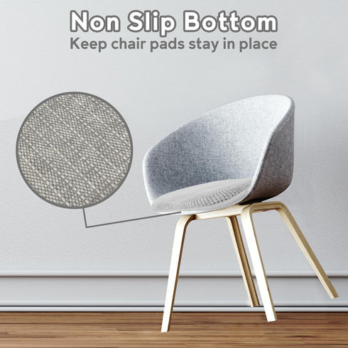 Silver Grey Kitchen Chair Cushions, Non Slip Foam Office Seat Cushions, Washable Soft Thick Pads (17" x 16")