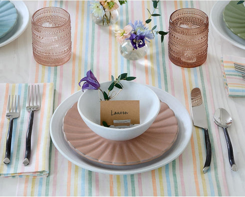 36 Inches 100% 14 36 Inch Summer Solino Home Linen Table Runner - Julia Pure Linen Multicolor Muted Pastel Stripe Table