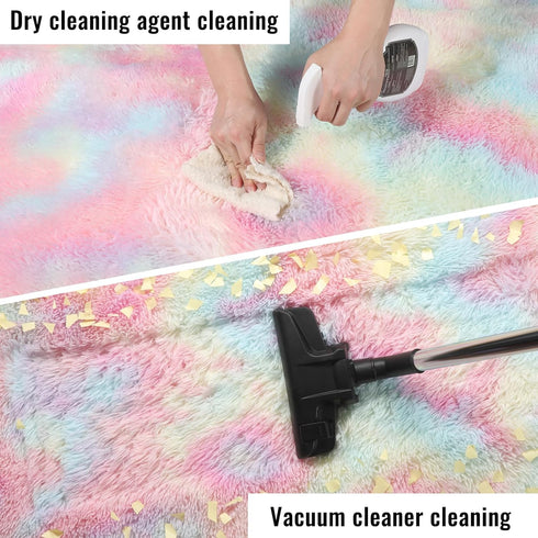 4x6 PAGISOFE Rainbow Fluffy Soft Plush Area Rugs for Girls Bedroom, Shaggy Rugs for Kids Playroom,Kawaii Princess Fuzzy