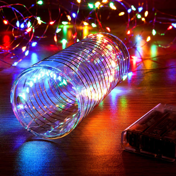 Ariceleo 1 Pack 16.4ft Battery Operated String Lights with Timer, Multi Color