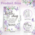 TrelaCo Baby Shower Game Sign, 20 Pcs Baby Bottles Favor Set with Greenery Flowers, Bear, Butterfly (Purple, Butterfly)
