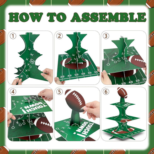 FRIDAY NIGHT Super Football Bowl Party Cardboard Cupcake Stands, Mini Cake Dessert Stand for Kid Birthday Supplies