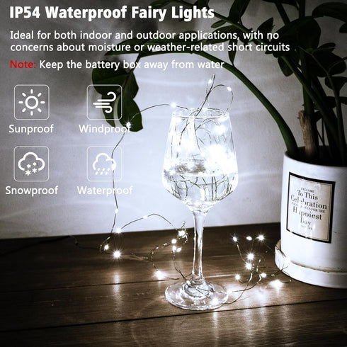 4 Pack 16.4FT 50 Christmas Fairy Lights Battery Operated, LED Auto Timer Dark Green Wire Twinkle Lights