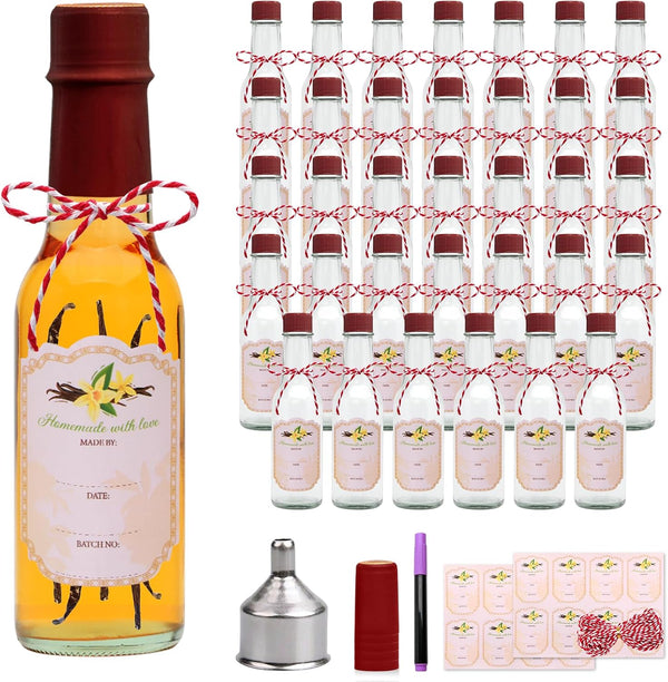Encheng 5oz Hot Sauce Bottles with Lids,Clear Woozy Bottles with Shrink Capsules,Small Wine