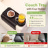 360 Couch Cup Holder,Bamboo Couch Arm Tray with Rotating Cup Holder,Foldable Anti-Slip Sofa Arm Chair Tray for Eating