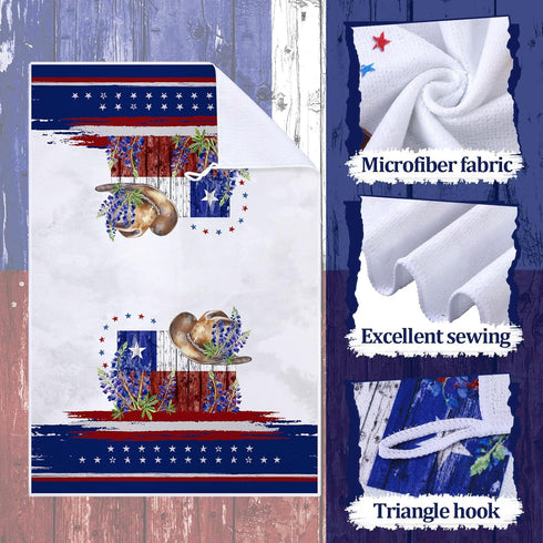 Bencailor 6 Pcs Texas State Kitchen Towel - Patriotic Absorbent Hand Towels for Home Cleaning