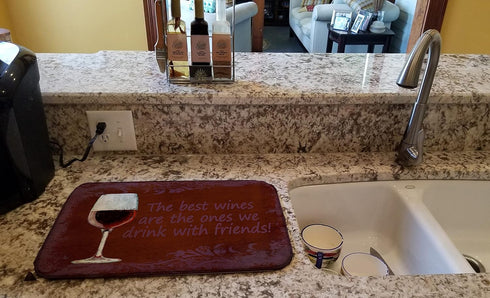 Caroline's Treasures SB3068DDM The Best Wines Are the Ones We Drink with Friends Dish Drying Mat, Absorbent Pad for