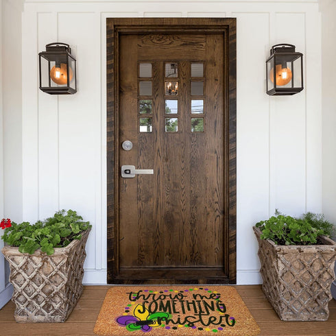 Welcome Mats for Front Door Outdoor Entry, Mardi Gras Masks Doormat, Funny Non Slip Mat for Home Indoor Rugs 17x30 Inch