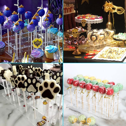 Goabroa Cake Pop Stand, Clear Acrylic Display Stand with 21 Holes for Cake Pop Sticks Under 0.2 inch (5mm) Diameter