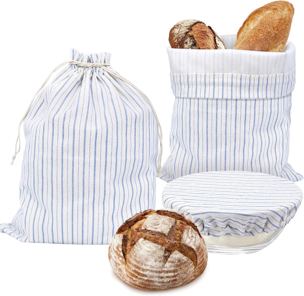 QUYANGCHIFENG Reusable Bread Bags for Homemade Bread with TPU Lining & Proofing Bowl