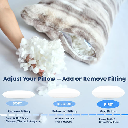 OMEO Winter Fluffy Full Body Pillow Memory Foam Pregnancy Pillow, Nursing Pillow for Side Sleepers, Weighted Body