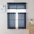 Sheer Window Valance Curtains, 42x14 Inches Light Filtering Valances with Small Rod Pockets, Navy Blue, 2PCS