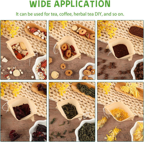 200 (3.54x2.75 inch/1.96x2.75 inch) Pcs Loose Leaf Tea Bags, Disposable Tea Filter Bags with Drawstring Unbleached Tea