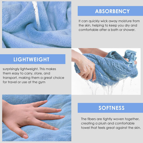 GraceAier 4 Pack, 28x56 Inch Set, Microfiber Bath Towels Coral Velvet Quick Dry Towel Highly Absorbent, Ultra Soft