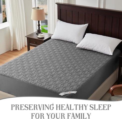 Waterproof Mattress Protector, Twin Size Mattress Pad with Deep Pocket Depth, Soft & Breathable Dirt-Proof Single Bed Mattress Cover for Bedroom, Dorm Room (Gray) by BEDLORE