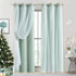 80% 84 inch Grommet 37"Wx84"Lx2 Bujasso Aqua Blackout Curtains with Sheer Overlay Mix and Match Double Layer Thermal