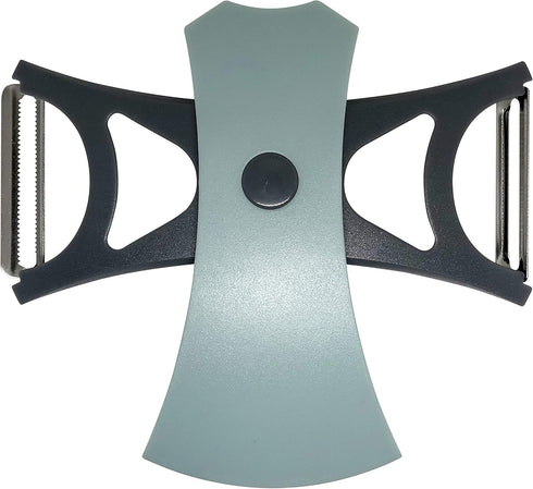 2-in-1 Rotating Peeler with Straight and Serrated Stainless Steel Blades (Light Blue)