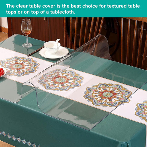 AimerGro 28 Inch 1.5mm Round Clear Plastic Dining Room Tablecloth Protector Vinyl PVC Furniture Table Protector Cover