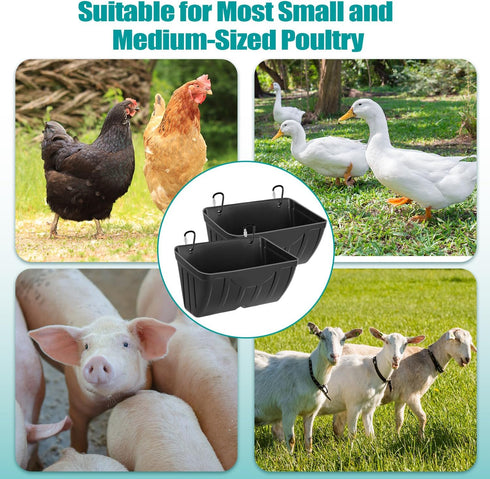 Bi fujian Feeders,5 Quart*2 Pack,Feeder Chicken Feeder Waterer,Hanging Goat Trough for Sheep Duck Poultry Dog, Fence