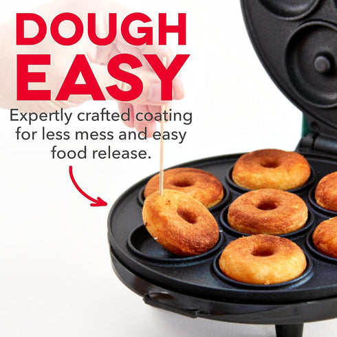 DASH Mini Donut Maker Machine, Kid-Friendly Breakfast & Snacks, Non-stick Surface, Makes 7 Doughnuts - Aqua