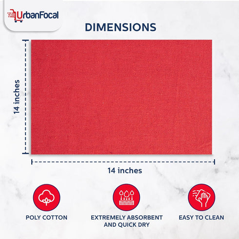 50 Pack 14 14 Shop Towels Polycotton Cleaning Cloth - Red Reusable Kitchen Towels Cleaning Highly Absorbent Lint-Free