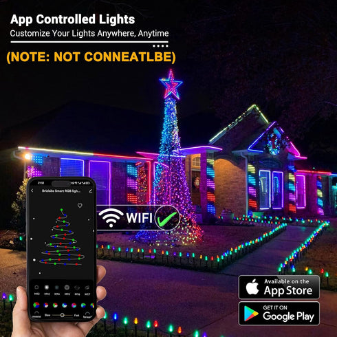 Brizled Smart C9 Christmas Lights, 39FT 60 LED WiFi Color Changing Christmas Lights App Control, RGB String Lights Work