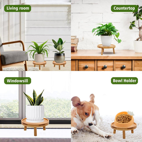 ARTORA 2PCS) Mid Century Modern Plant Stand, Wood Indoor Plant Holder Succulents Plant Pot Raiser Decorative Corner