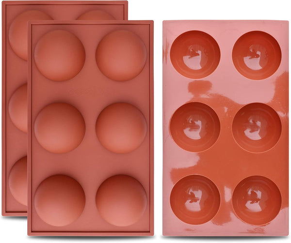 homEdge Large 6-Cavity Semi Sphere Silicone Mold, 3 Packs for Hot Chocolate Bomb, Cake, Jelly, Dome Mousse