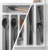 BINO 5-Slot Silverware Organizer, Small Frosted Cutlery Tray for Drawer, BPA-Free Plastic with Soft-Grip Lining