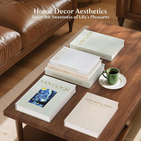 Comgrenwind Set 3 Modern Decorative Books, of Linen Fake Books Storage Box Decoration, Aesthetic Coffee Table
