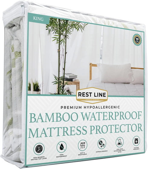 King Size 78x80 Premium Bamboo Waterproof Mattress Protector, 100% Viscose from Bamboo,