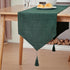 Faux Burlap Spring Table Runner with Tassels 14x95 Inch Dresser Scarf Rustic
