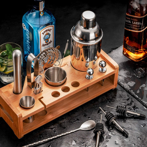 24-Piece Set,Perfect Soing Silver Cocktail Shaker Home Bartending Kit for Drink Mixing,Stainless Steel Bar Tools