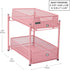 Mind Reader 2 Tier Accessory Organizer, Metal Mesh Supply Storage for Office, Kitchen, Makeup Crafts, Pink, 8" L x